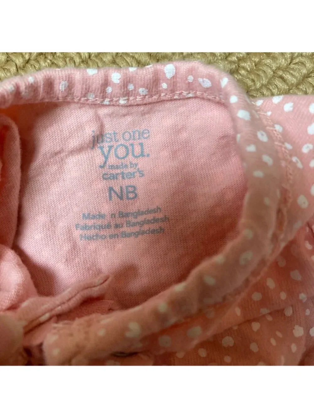 Carter's Just One You Outfit NB Newborn Pink White Polka Dot Hand Covers